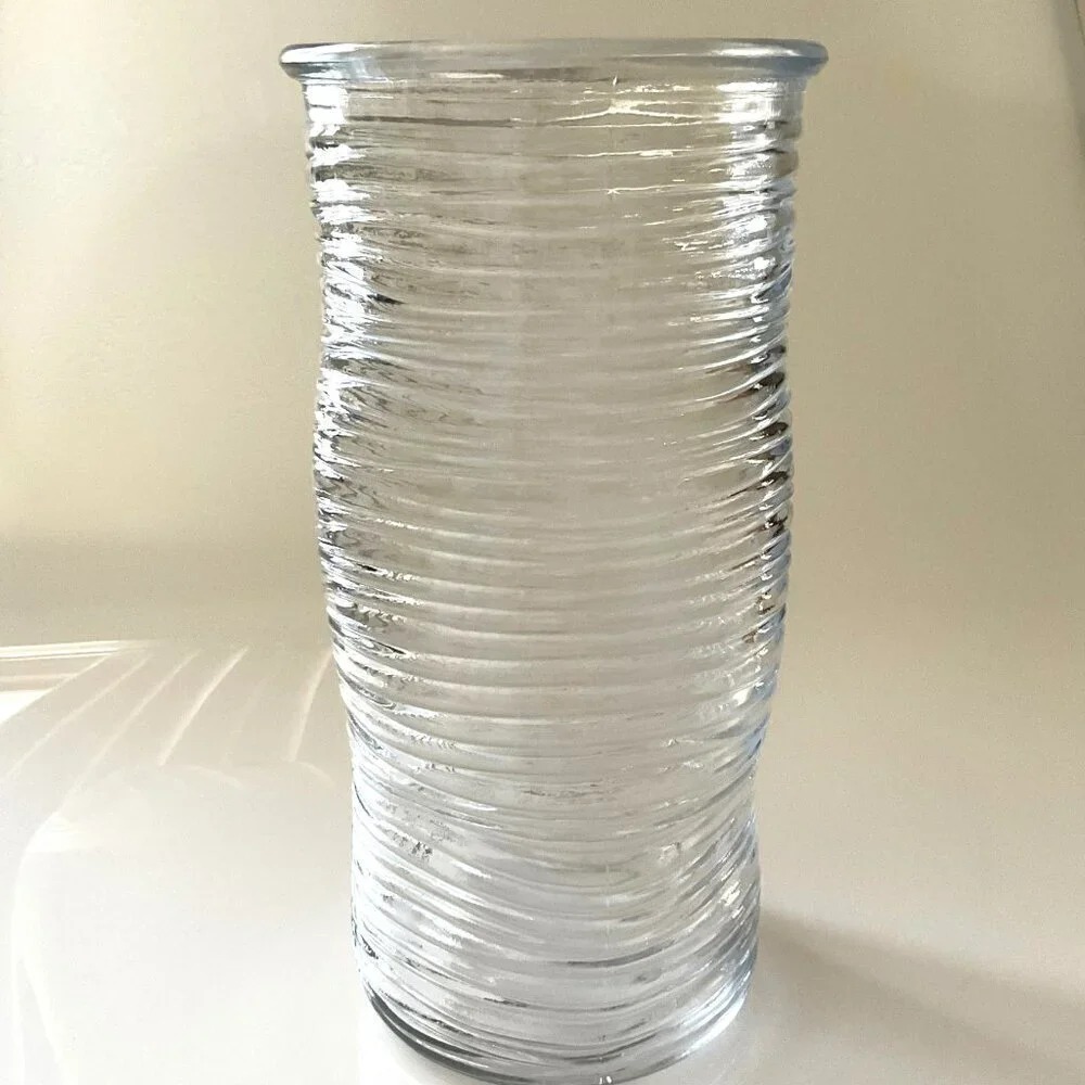 GLASS CONCAVED WAVY RIBBED VASE DIY